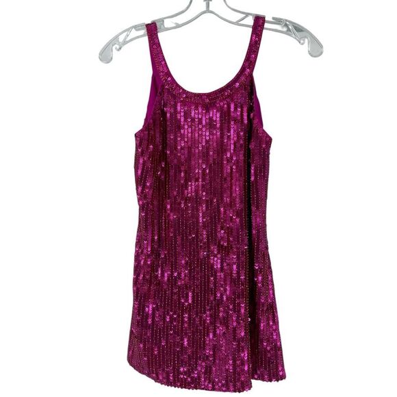 Trina Turk Sequin Tunic Pink XS Sleeveless Silk Scoop Neck Formal Flirty Fucshia - Picture 9 of 11
